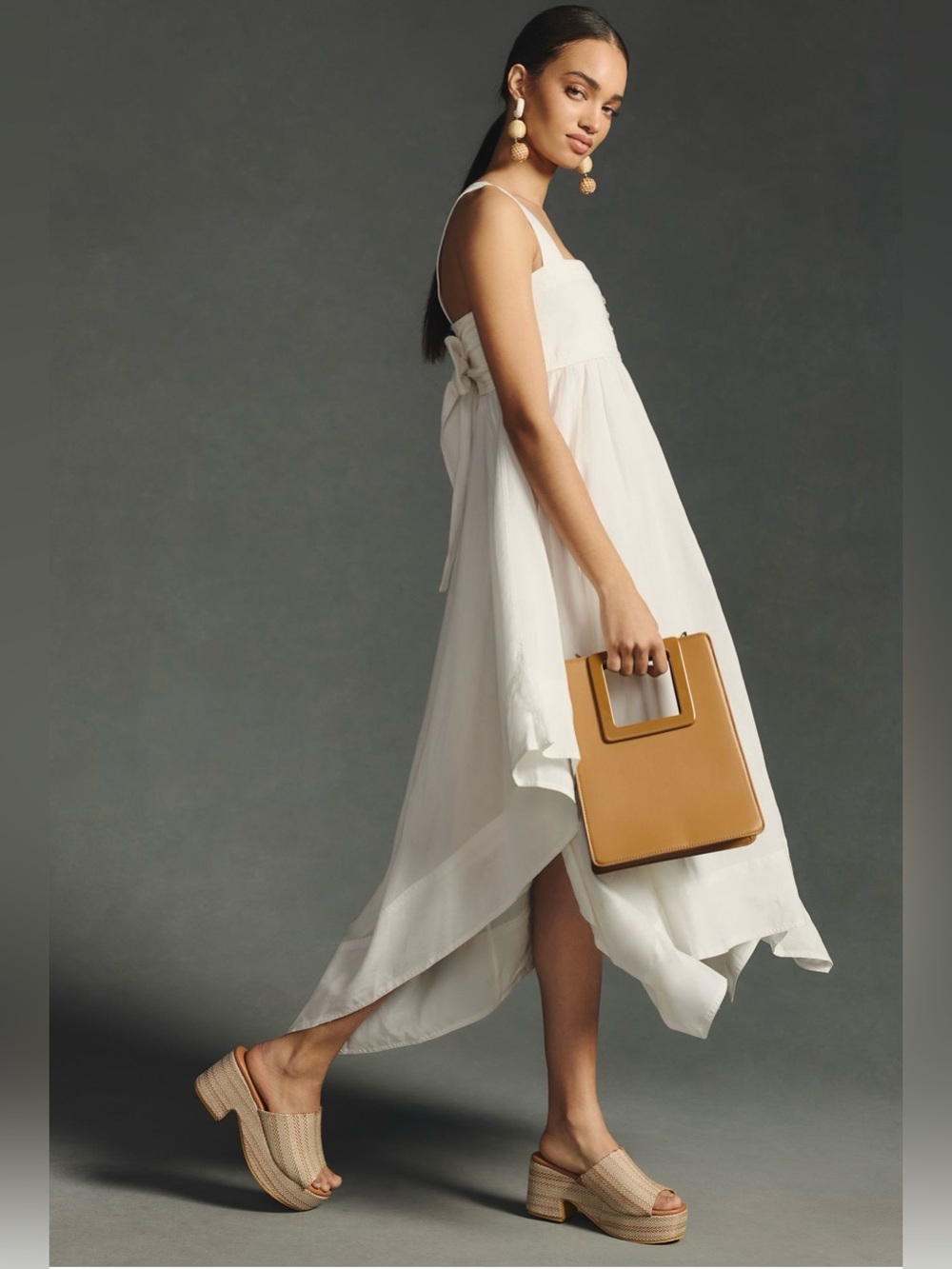 Anthropologie Square Handle Satchel Tan